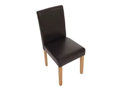 Silla de comedor Littau (juego de 4), Cuero sintético, marrón, patas claras