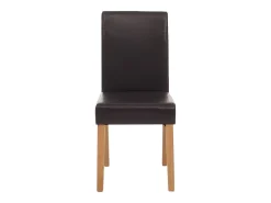 Silla de comedor Littau (juego de 4), Cuero sintético, marrón, patas claras