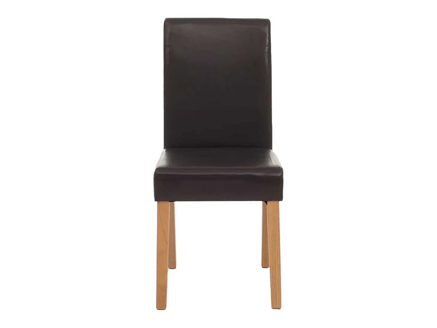 Silla de comedor Littau (juego de 4), Cuero sintético, marrón, patas claras