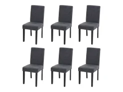 Silla de comedor Littau (juego de 6), textil, gris antracita, patas oscuras