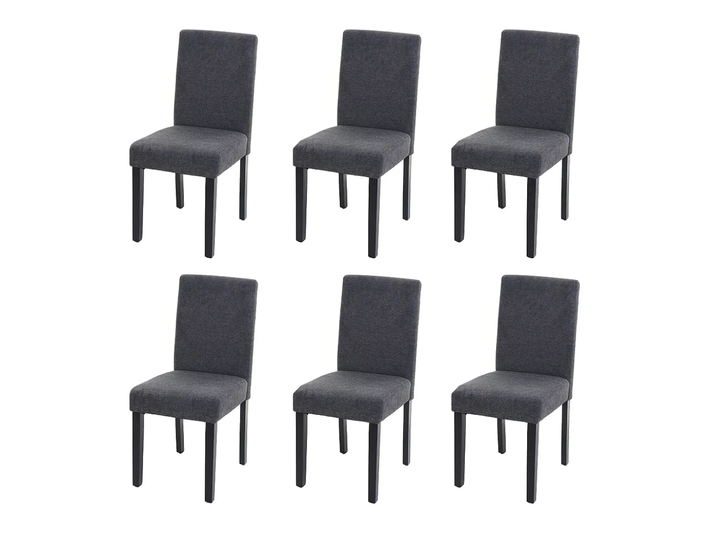 Silla de comedor Littau (juego de 6), textil, gris antracita, patas oscuras