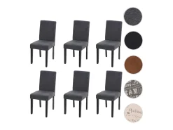Silla de comedor Littau (juego de 6), textil, gris antracita, patas oscuras