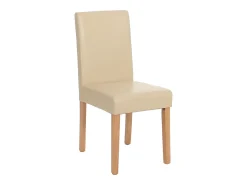 Silla de comedor Littau (juego de 6), cuero, crema, patas claras