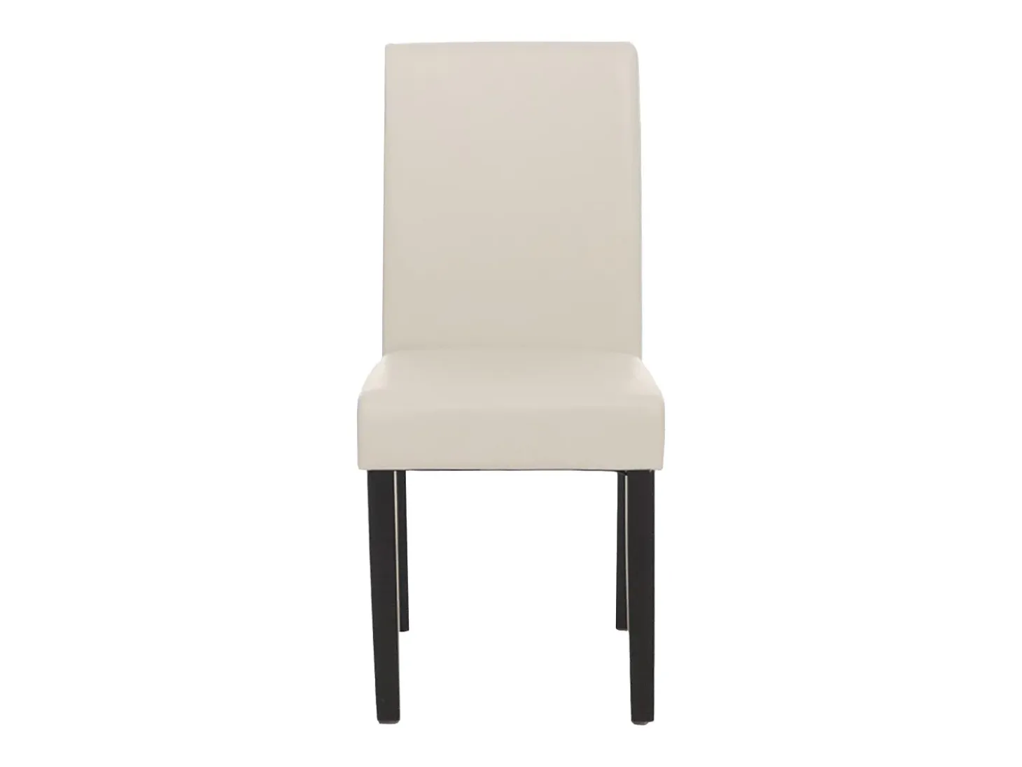 Silla de comedor Littau (juego de 6), cuero, blanco, patas oscuras