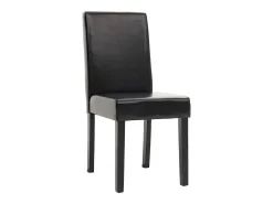 Silla de comedor Littau (juego de 4), Cuero sintético, negro, patas oscuras
