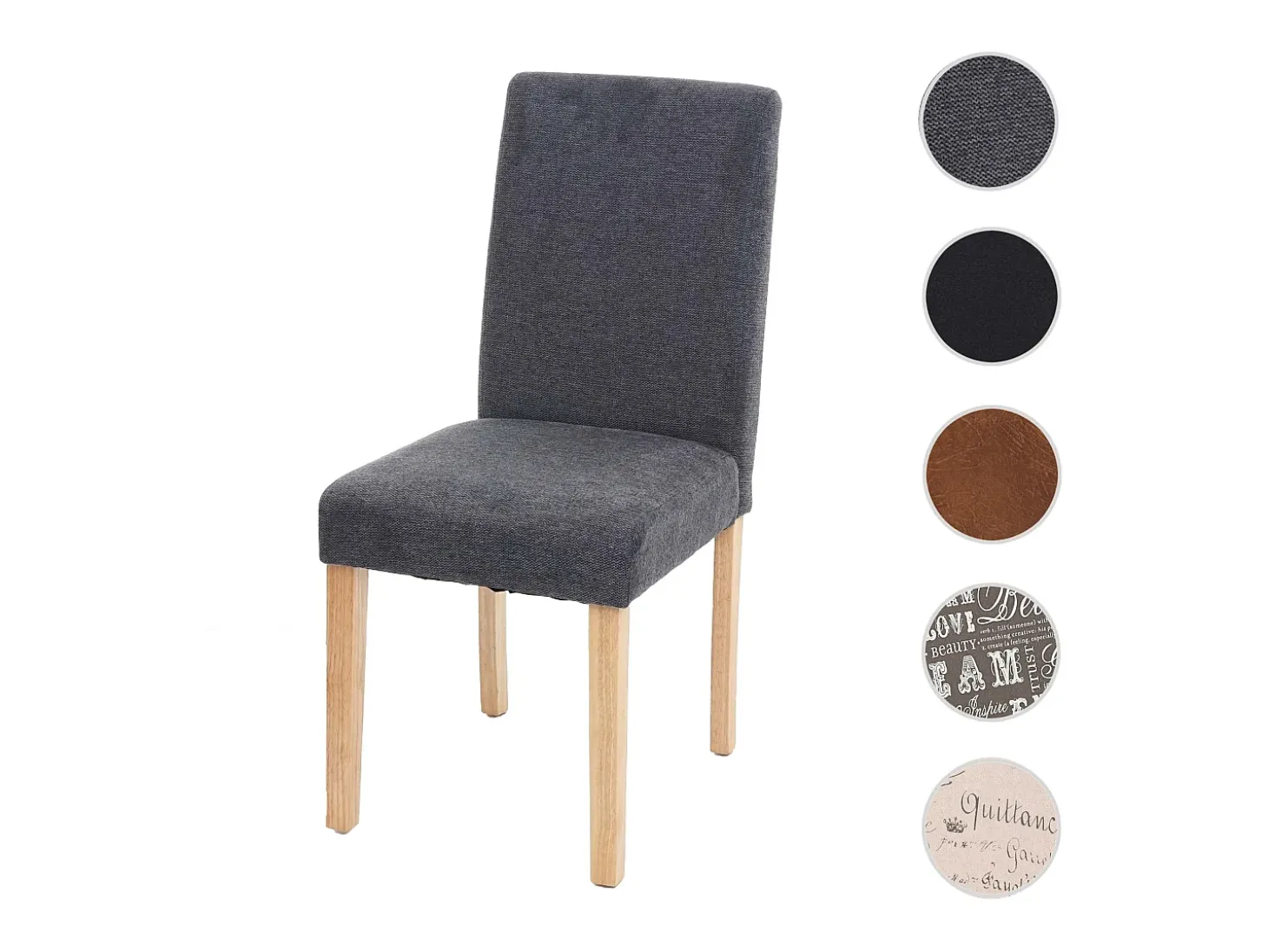 Silla de comedor Littau lettering, gris antracita, patas claras