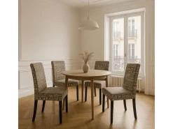 Silla de comedor Littau lettering, letras grises, patas oscuras