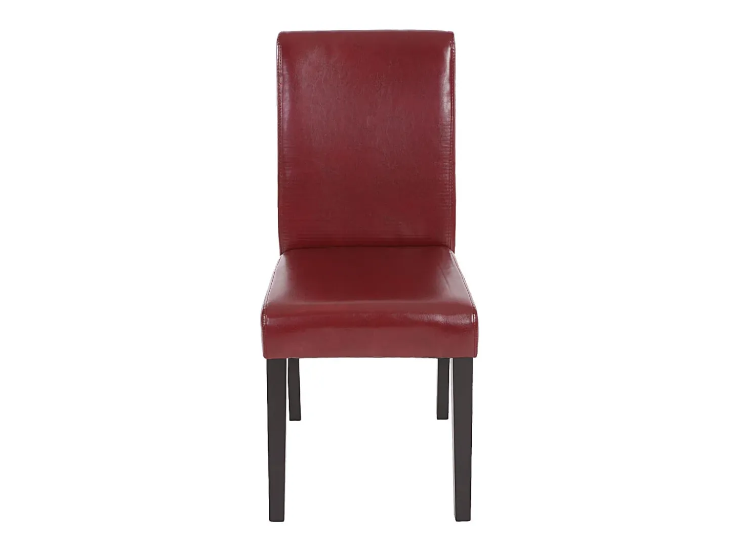 Silla de comedor Littau piel sintética lote de 2, polipiel, marrón rojizo, patas oscuras