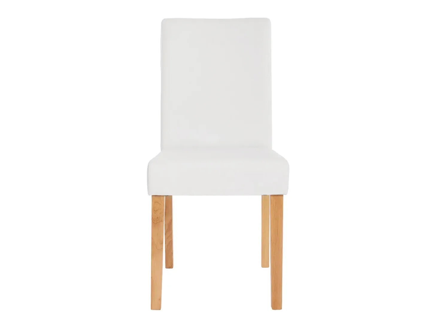 Silla de comedor Littau piel sintética lote de 2, polipiel, blanco mate, patas claras