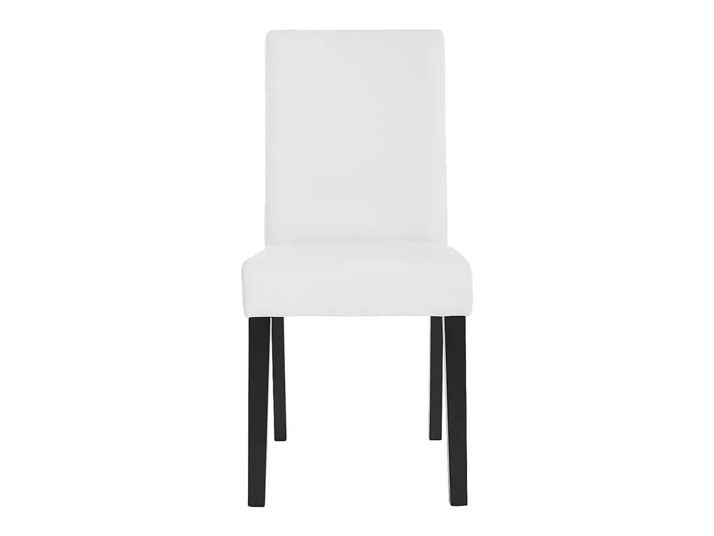 Silla de comedor Littau piel sintética lote de 2, polipiel, blanco mate, patas oscuras