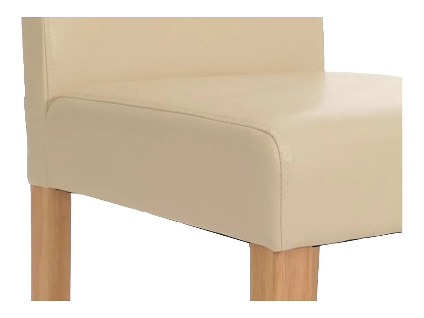 Silla de comedor Littau piel sintética lote de 2, polipiel, color crema, patas claras