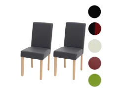 Silla de comedor Littau piel sintética lote de 2, polipiel, gris mate, patas claras