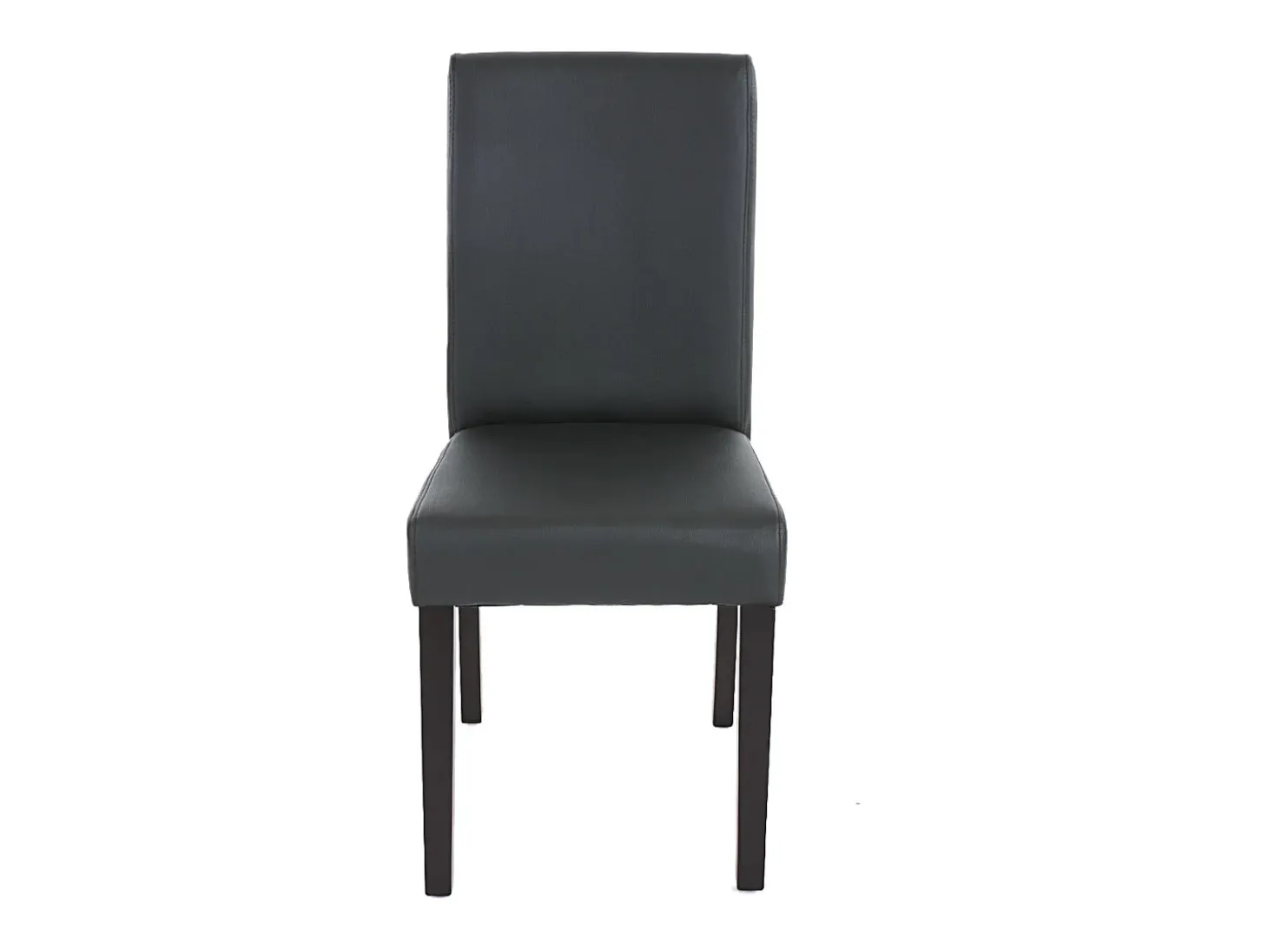 Silla de comedor Littau piel sintética lote de 2, polipiel, negro mate, patas oscuras