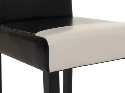 Silla de comedor Littau piel sintética lote de 2, polipiel, blanco y negro, patas oscuras