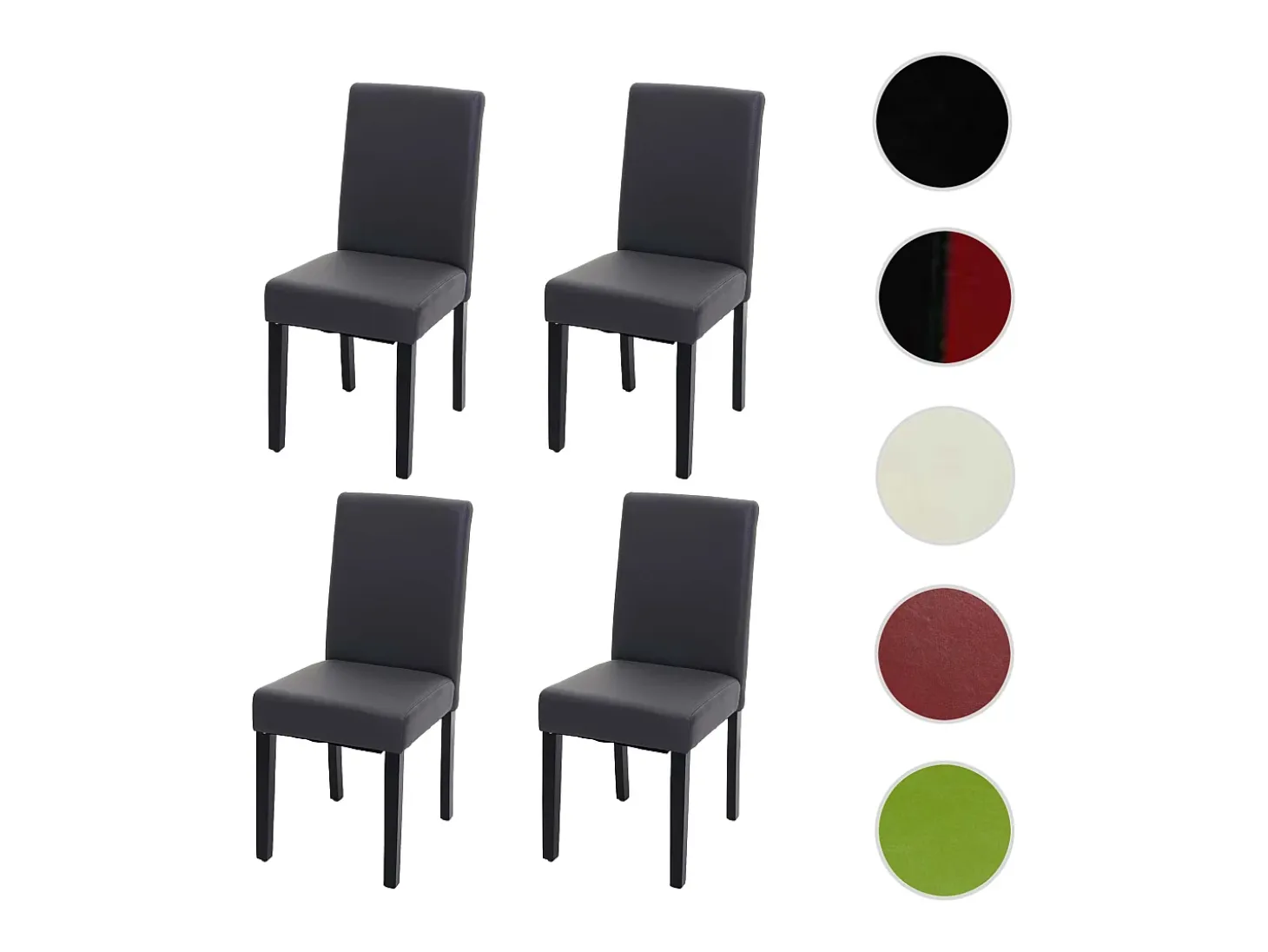 Silla de comedor Littau (set de 4), polipiel, gris mate, patas oscuras