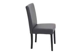 Silla de comedor Littau (set de 4), polipiel, gris mate, patas oscuras