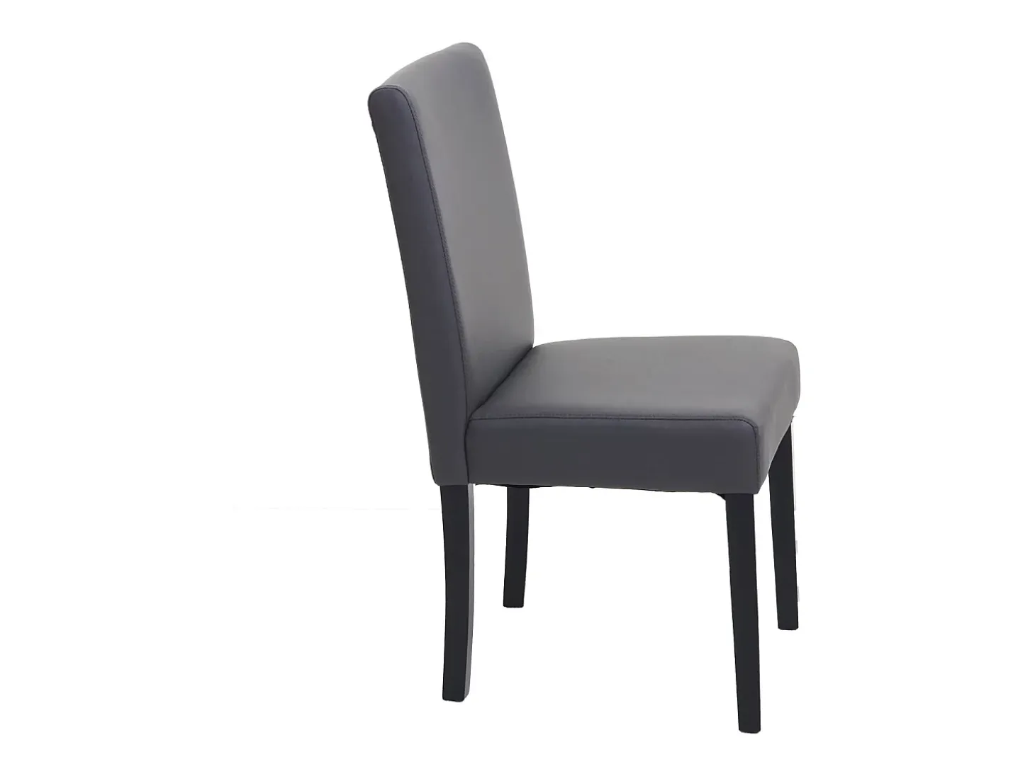 Silla de comedor Littau (set de 4), polipiel, gris mate, patas oscuras