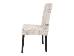Silla de comedor Littau (set de 2), textil con letras, crema, patas oscuras