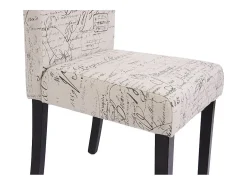 Silla de comedor Littau (set de 2), textil con letras, crema, patas oscuras