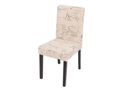 Silla de comedor Littau (set de 2), textil con letras, crema, patas oscuras