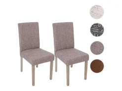 Silla de comedor Littau (set de 2), textil, gris, patas estructura - roble