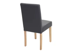 Silla de comedor Littau (set de 4), polipiel, gris mate, patas claras