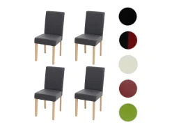 Silla de comedor Littau (set de 4), polipiel, gris mate, patas claras
