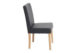 Silla de comedor Littau (set de 4), polipiel, gris mate, patas claras