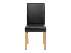 Silla de comedor Littau (set de 2), cuero, negro, patas claras