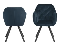Silla de comedor Lora con reposabrazos color azul.