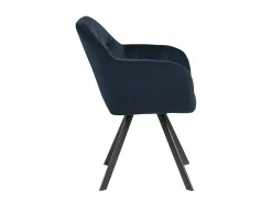 Silla de comedor Lora con reposabrazos color azul.