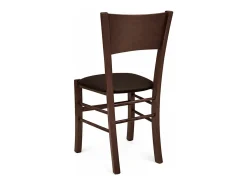 Silla de comedor Lucy en madera de nogal oscuro con asiento acolchado marrón
