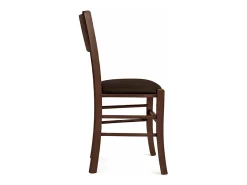 Silla de comedor Lucy en madera de nogal oscuro con asiento acolchado marrón
