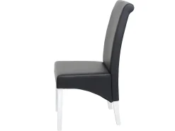Silla de comedor M37 (juego de 6), cuero, negro, patas blancas