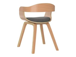 Silla de comedor madera curvada y tela gris claro