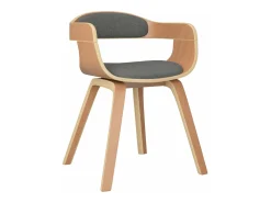 Silla de comedor madera curvada y tela gris claro