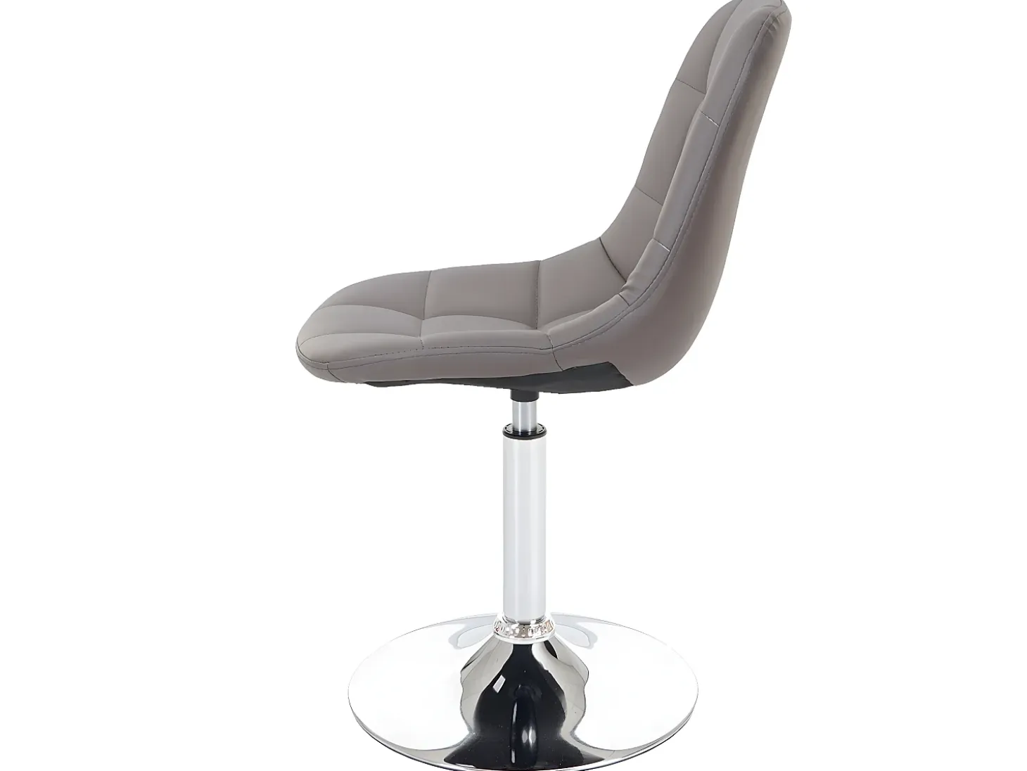Silla de comedor MCW-A60, polipiel gris topo, base cromada