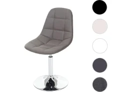 Silla de comedor MCW-A60, polipiel gris topo, base cromada
