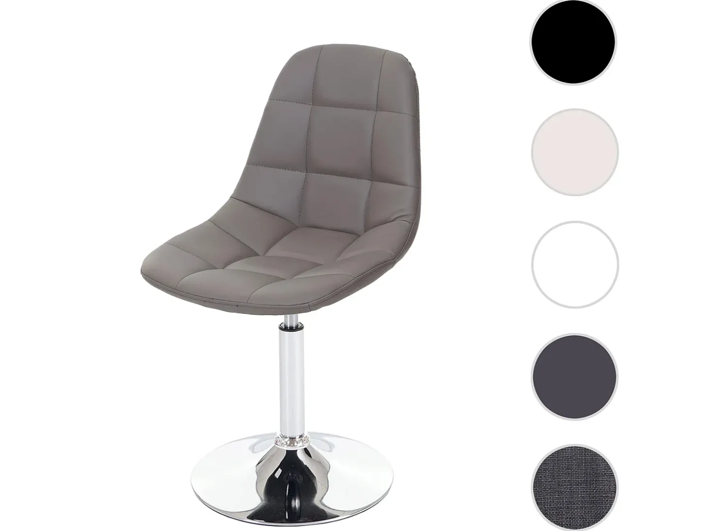 Silla de comedor MCW-A60, polipiel gris topo, base cromada
