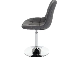 Silla de comedor MCW-A60, tela/textil gris claro, base cromada