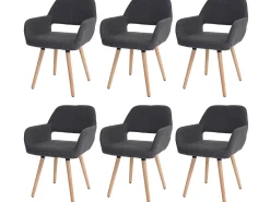 Silla de comedor MCW-A50 II (juego de 6), textil, gris, patas claras
