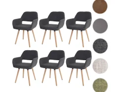 Silla de comedor MCW-A50 II (juego de 6), textil, gris, patas claras