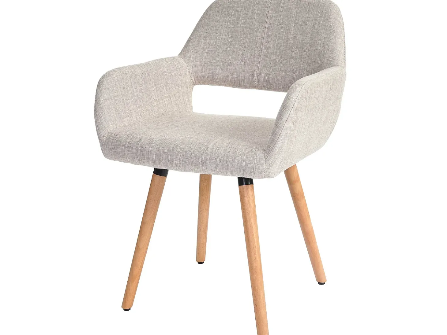 Silla de comedor MCW-A50 II (juego de 6), textil, crema/gris, patas claras
