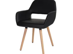 Silla de comedor MCW-A50 II (juego de 6), piel sintética, negra, patas claras