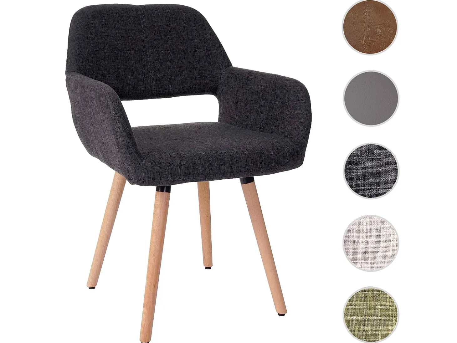 Silla de comedor MCW-A50 II, textil, gris oscuro, patas claras