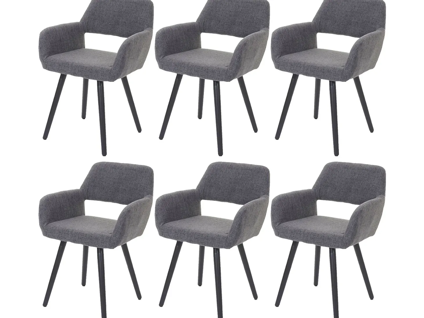Silla de comedor MCW-A50 II (juego de 6), textil, gris, patas oscuras