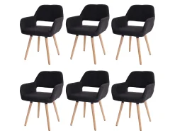 Silla de comedor MCW-A50 II (juego de 6), textil, gris oscuro, patas claras