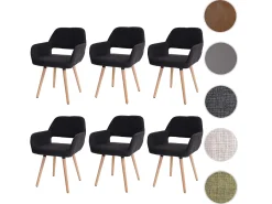 Silla de comedor MCW-A50 II (juego de 6), textil, gris oscuro, patas claras