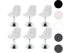 Silla de comedor MCW-A60 (juego de 6), polipiel blanca