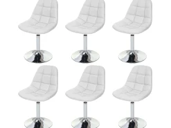 Silla de comedor MCW-A60 (juego de 6), polipiel blanca